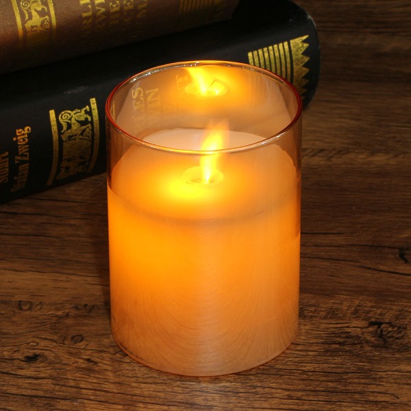 LED 로맨틱 유리병 10cm 브라운 웜색 캔들 프로포즈 촛불 (390039)